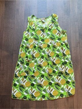 Elegant Emily Women’s Green Lemon Terry Cloth Summer Beach Cover Up Dress SZ Lg